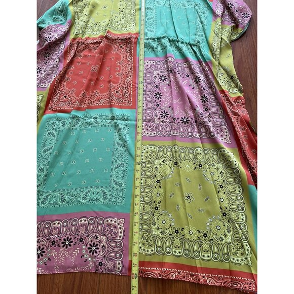 W By Worth Womens Blouse Dress Multicolor Rainbow Floral Size M - Picture 10 of 10